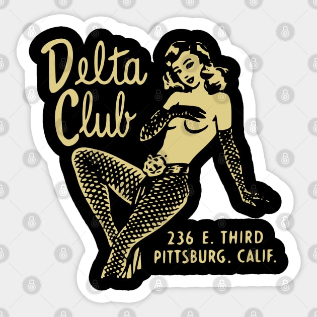 Delta Club Cocktail Lounge Pin Up Girl Vintage Matchbook Sticker by Yesteeyear